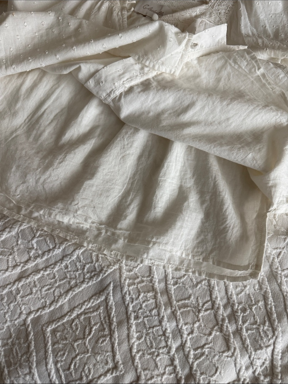 Cleobella Cream Eyelet Square-Neck Peasant Blouse XS - Picture 6 of 11